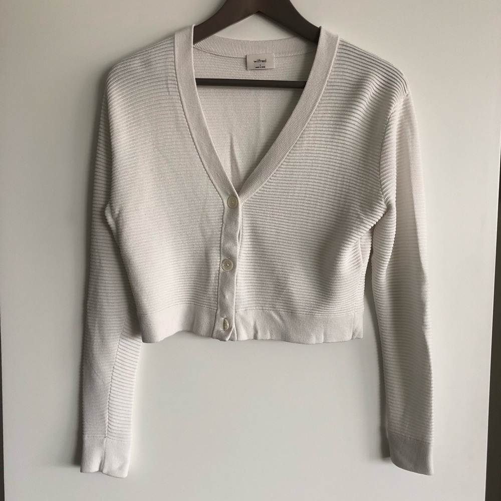 Aritzia Wilfred Light Cropped Cardigan - Oak - Size Small